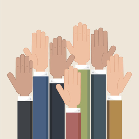Hands up symbol. Businessmen hands up. Hands up vote.のイラスト素材
