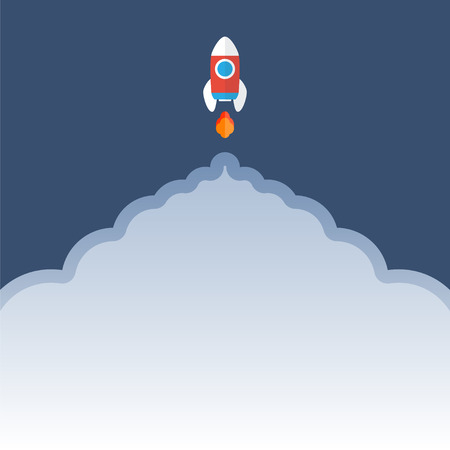 Rocket is flying up. Start Up concept symbol.のイラスト素材