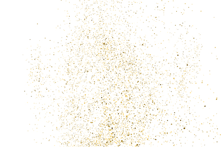 Gold glitter texture isolated on white. Golden color of winners. Aureate abstract particles on ofay substrate. Explosion of confetti shine. Celebratory background. Vector illustration.のイラスト素材