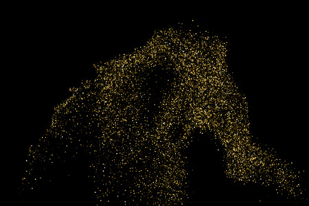 Gold glitter texture isolated on black. Celebratory background. Golden explosion of confetti.のイラスト素材