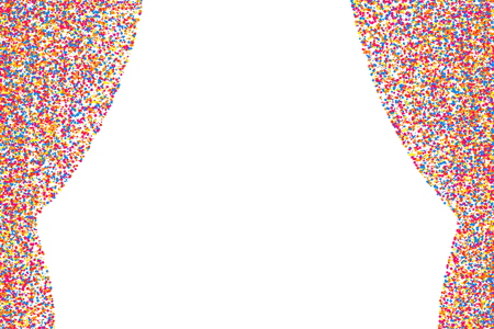 Colored curtain isolated on white background. Colorful explosion of  confetti.  Flat design element. Vector illustration,eps 10.のイラスト素材