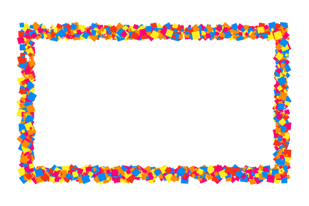 Colored frame isolated on white background. Colorful explosion of  confetti.  Flat design element.のイラスト素材