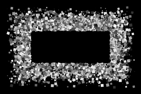 Silver frame isolated on black background. Grey explosion of confetti. Flat design element. Vector illustration,eps 10.のイラスト素材