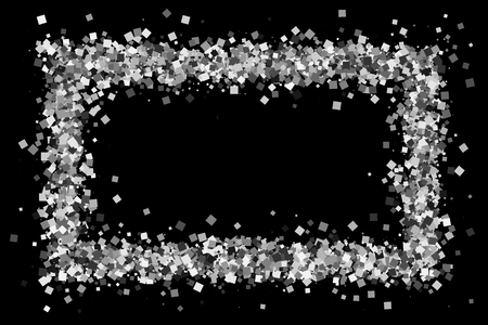 Silver frame isolated on black background. Grey explosion of confetti. Flat design element. Vector illustration,eps 10.のイラスト素材