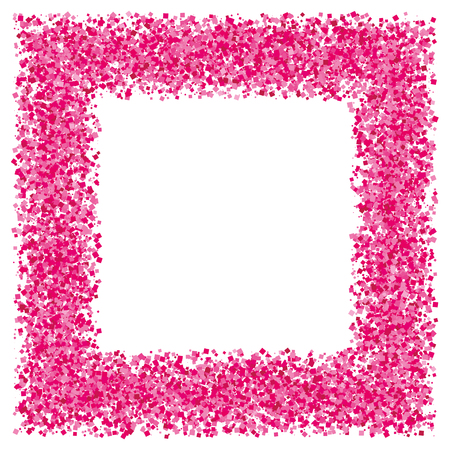 Pink abstract texture frame isolated on white background. Explosion of  confetti.  Flat design element.のイラスト素材