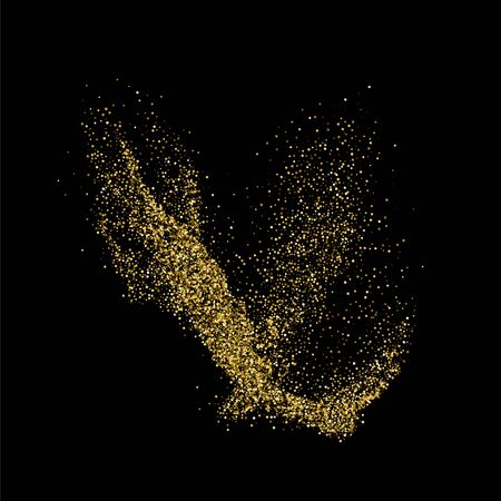Gold glitter texture isolated on black. Amber particles color. Celebratory background. Golden explosion of confetti. Vector illustration,eps 10.のイラスト素材