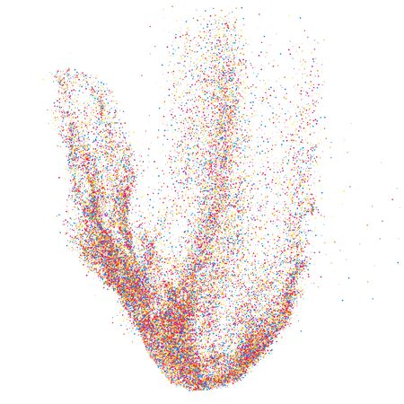 Colorful explosion of confetti. Grainy abstract multicolored texture isolated on white background. Flat design element. Vector illustrationのイラスト素材
