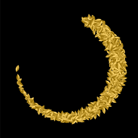 Gold award laurel wreath isolated on black, winner frame. Golden leaves symbol triumph vector illustration.のイラスト素材