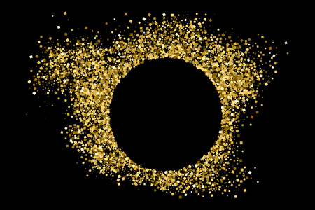 Gold frame glitter texture isolated on black. Amber particles color. Celebratory background. Golden explosion of confetti. Vector illustration,eps 10.

のイラスト素材