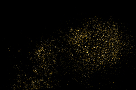 Gold glitter texture isolated on black. Amber particles color. Celebratory background. Golden explosion of confetti. Vector illustration,eps 10.のイラスト素材