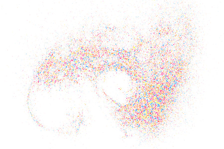 Abstract Explosion Of Confetti. Colorful Grainy Texture Isolated On White Background. Colored Stains And Blots. Vector Overlay Elements. Digitally Generated Image. Illustration, Eps 10.のイラスト素材