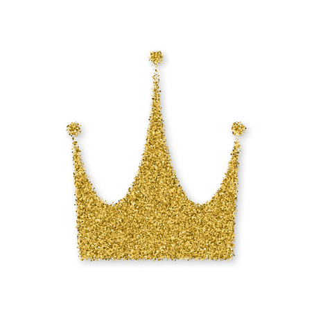 Gold Ð¡rown With Bland Shadows Isolated On White Background. Winner Badge. Quality Icon. Abstract Golden Glitter Texture.のイラスト素材