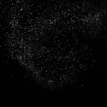 White Grainy Texture Isolated on Black Background. Dust Overlay. Light Coloured Noise Granules.のイラスト素材