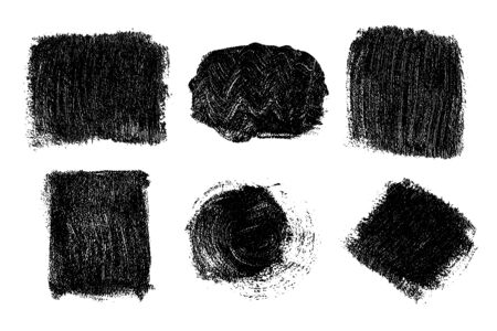 Black brush strokes isolated on white. Ink splatter. Paint droplets. Digitally generated image.のイラスト素材
