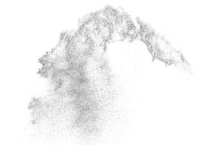 Black grainy texture isolated on white background. Dust overlay. Dark noise granules. Digitally generated image.のイラスト素材