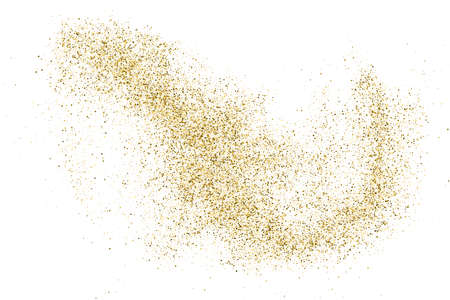 Gold Glitter Texture Isolated On White. Amber Color Sequins. Celebratory Background. Golden Explosion Of Confetti. Vector Illustration, Eps 10.のイラスト素材