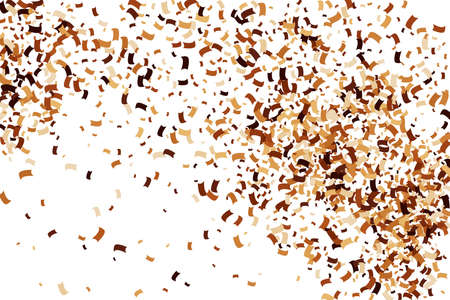 Coffee Color Confetti Isolated on White Background. Chocolate Shades Texture. Brown Particles. Digitally Generated Image. Vector Illustration, EPS 10.のイラスト素材