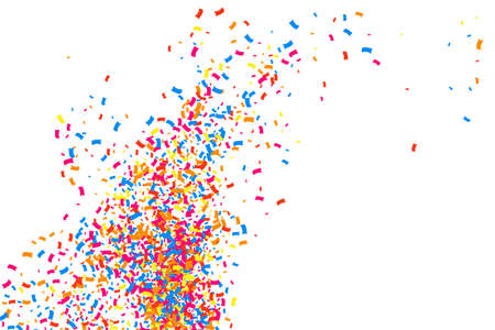 Colorful Explosion Of Confetti. Grainy Abstract Multicolored Texture Isolated On White Background. Flat Design Element. Vector Illustration, Eps 10.のイラスト素材