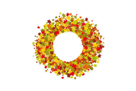 Colorful autumn leaves frame. Realistic foliage. Canadian maple. Abstract background. Vector illustration, EPS 10.のイラスト素材