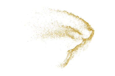 Gold Glitter Texture Isolated On White. Amber Particles Color. Celebratory Background. Golden Explosion Of Confetti. Vector Illustration, Eps 10.のイラスト素材