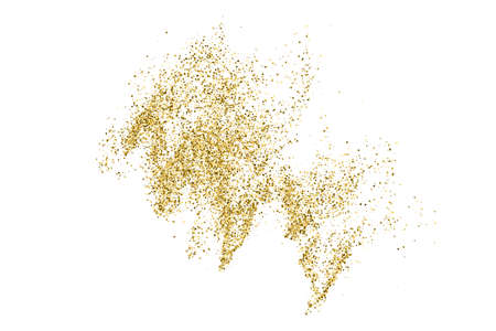 Gold Glitter Texture Isolated On White. Amber Particles Color. Celebratory Background. Golden Explosion Of Confetti. Vector Illustrationのイラスト素材