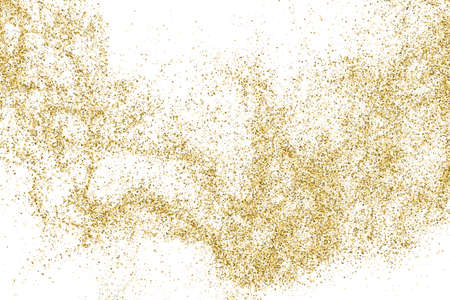 Gold Glitter Texture Isolated On White. Goldish Color Sequins. Celebratory Background. Golden Explosion Of Confetti. Vector Illustration, Eps 10.のイラスト素材