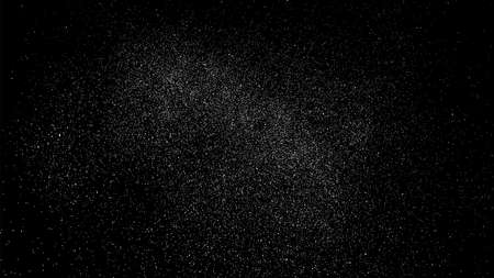 Distressed white grain texture. Dust overlay textured. grain noise particles. Snow effects pack. Rusted black background. Vector illustration, EPS 10.のイラスト素材
