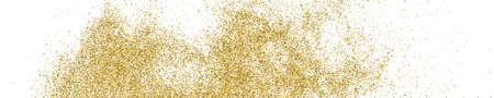 Gold Glitter Texture On White. Horizontal Long Banner For Site. Panoramic Celebratory Background. Golden Explosion Of Confetti. Vector illustration, Eps 10.のイラスト素材