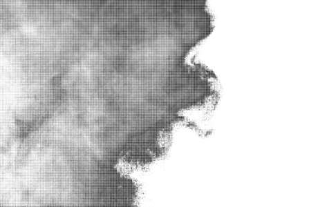 Black Halftone Texture On White Background. Modern Dotted Futuristic Backdrop. Fade Noise Overlay....