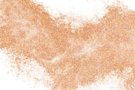 Sand Color Halftone Dotted Background Isolated on White. Yellow And Orange Abstract Circular Polka Dots Pattern. Digitally Generated Image. Vector illustration, Eps 10.のイラスト素材