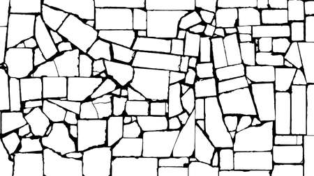 Distressed floor tiles texture. Black grain texture on white background. Cracks overlay textured. grain noise particles. Rusted white effect. Grunge design elements. Vector illustration, EPS 10.のイラスト素材