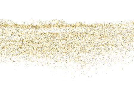 Gold Glitter Texture Isolated On White. Goldish Color Sequins. Golden Explosion Of Confetti. design element. Celebratory Background. Vector illustration, Eps 10.のイラスト素材