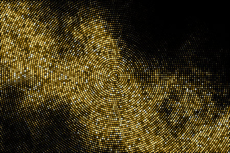 Gold Glitter Halftone Dotted Backdrop. Abstract Circular Retro Pattern. Pop Art Style Background. Golden Explosion Of Confetti. Digitally Generated Image. Vector illustration, Eps 10.のイラスト素材