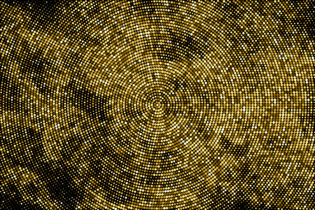 Gold Glitter Halftone Dotted Backdrop. Abstract Circular Retro Pattern. Pop Art Style Background. Golden Explosion Of Confetti. Digitally Generated Image. Vector illustration, Eps 10.のイラスト素材