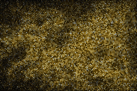 Gold Glitter Halftone Dotted Backdrop. Abstract Circular Retro Pattern. Pop Art Style Background. Golden Explosion Of Confetti. Digitally Generated Image. Vector illustration, Eps 10.のイラスト素材