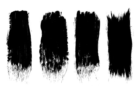 Set of ink black abstract paint stroke isolated on white background. paint drops. digitally generated image. Vector design elements, illustration, EPS 10.のイラスト素材