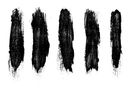 Set of ink black abstract paint stroke isolated on white background. paint drops. digitally generated image. Vector design elements, illustration, EPS 10.のイラスト素材