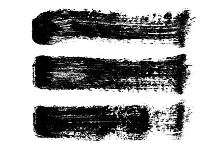 Set of ink black abstract paint stroke isolated on white background. paint drops. digitally generated image. Vector design elements, illustration, EPS 10.のイラスト素材