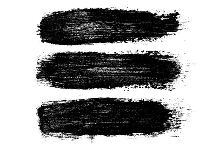 Set of ink black abstract paint stroke isolated on white background. paint drops. digitally generated image. Vector design elements, illustration, EPS 10.のイラスト素材