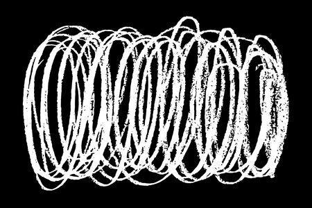 Scribble hand drawn in chalk on black background. Monochrome stain element. digitally generated image. Vector illustration, Eps 10.のイラスト素材