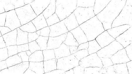 Cracks overlay textured. Distressed black texture. Dark grainy texture on white background. grain noise particles. Rusted white effect. Grunge design elements. Vector illustration, EPS 10.のイラスト素材