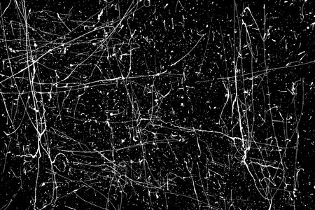 White Paint Splatter Isolated On Black Background. Distressed Overlay Texture. Water Splash Silhouette. Grunge Design Elements. Vector illustration, EPS 10.のイラスト素材