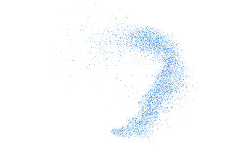 Abstract Splashes Of Water On White Background. Frozen Motion Of Round Drops. Rain, Snow Overlay Texture. Blue Explosion Of Confetti. design element. Vector illustration, EPS 10.のイラスト素材