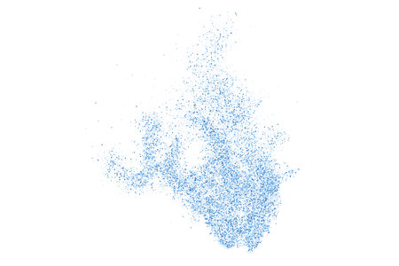 Abstract Splashes Of Water On White Background. Frozen Motion Of Round Drops. Rain, Snow Overlay Texture. Blue Explosion Of Confetti. design element. Vector illustration, EPS 10.のイラスト素材
