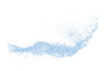 Abstract Splashes Of Water On White Background. Frozen Motion Of Round Drops. Rain, Snow Overlay Texture. Blue Explosion Of Confetti. design element. Vector illustration, EPS 10.のイラスト素材
