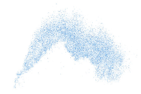 Abstract Splashes Of Water On White Background. Frozen Motion Of Round Drops. Rain, Snow Overlay Texture. Blue Explosion Of Confetti. design element. Vector illustration, EPS 10.のイラスト素材