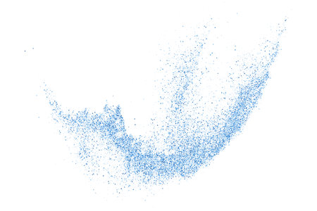 Abstract Splashes Of Water On White Background. Frozen Motion Of Round Drops. Rain, Snow Overlay Texture. Blue Explosion Of Confetti. design element. Vector illustration, EPS 10.のイラスト素材