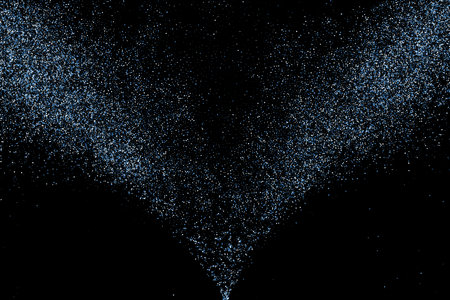 Abstract splashes of water on black background. Frozen motion of round particles. Rain, snow overlay texture. Vector illustration, Eps 10.のイラスト素材