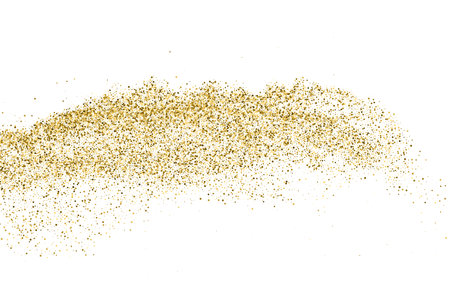 Gold Glitter Texture Isolated On White. Goldish Color Sequins. Golden Explosion Of Confetti. design element. Celebratory Background. Vector illustration, Eps 10.のイラスト素材