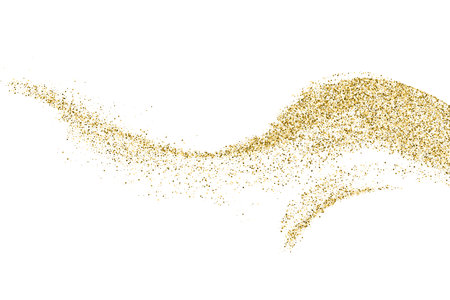 Gold Glitter Texture Isolated On White. Goldish Color Sequins. Golden Explosion Of Confetti. design element. Celebratory Background. Vector illustration, Eps 10.のイラスト素材